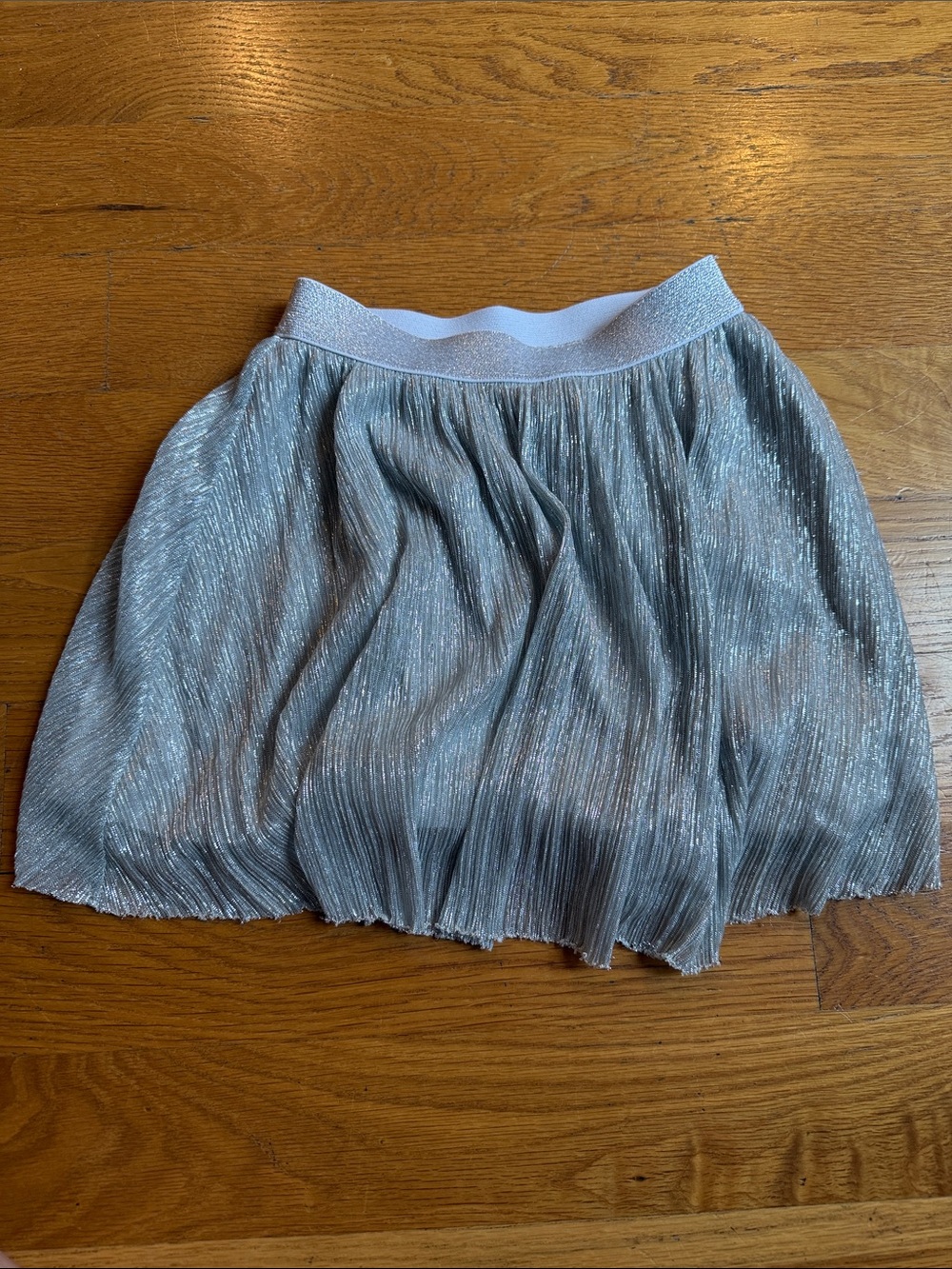 Crewcuts Shimmering Silver Pleated Circle Skirt with Elastic Waist